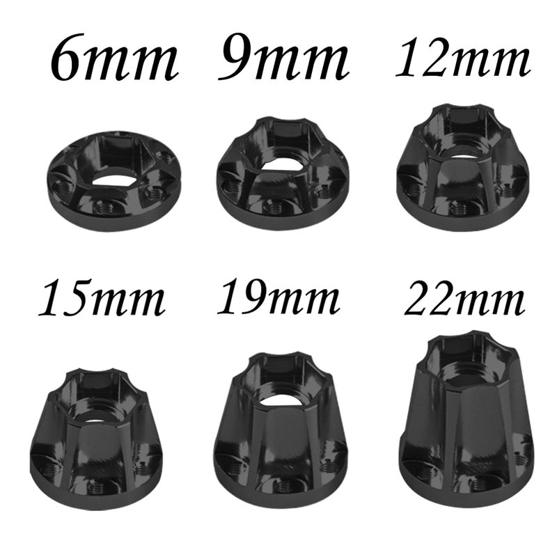 Vgoohobby Metal RC 12mm Wheel Hex Hub Extension Combiner Compatible with 1.9/2.2inch Wheel Rim Axial SCX10 Traxxas TRX4 D90 1/10 RC Crawler (18mm, Black) - Image 2